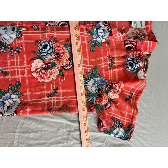 Bon Worth Women’s Orange Floral Button Up Hawaiian Style Blouse Top Size large - Picture 6 of 6